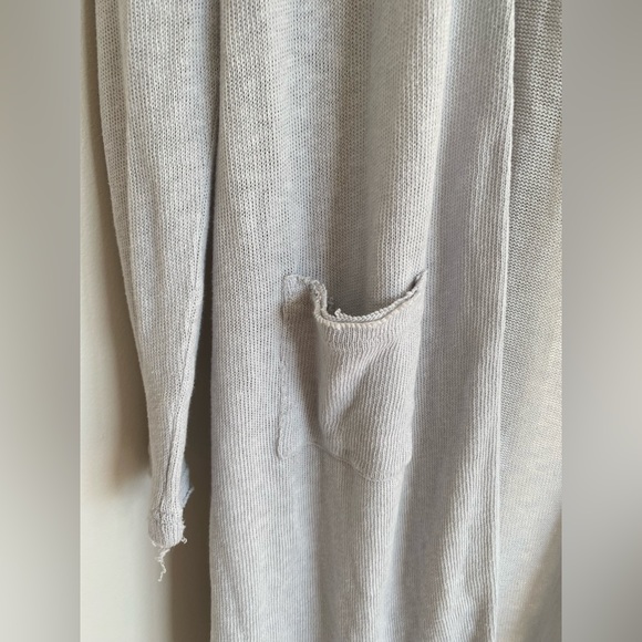 Abound light Gray Knit Open Front Cardigan Duster Sweater Long Sleeve Cotton XS - Picture 3 of 9
